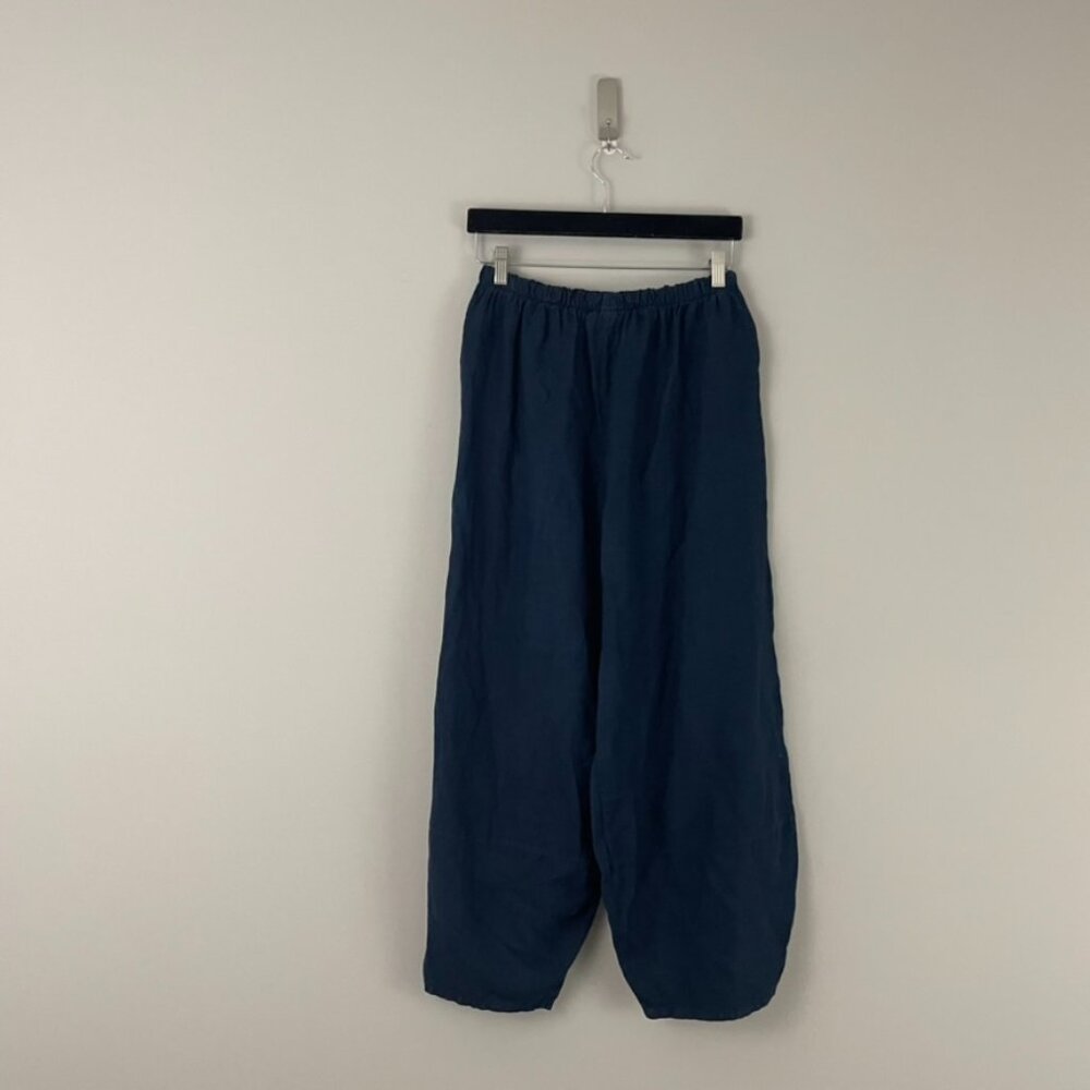 Bryn Walker Navy Blue Linen Pull On Balloon Pants Size Small - Picture 2 of 7